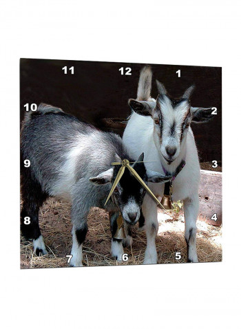 Pygmy Goat Printed Wall Clock Multicolour 13 x 13inch