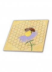 Honey Bee on Flower Ceramic Tile Beige/Purple/Brown