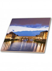 Ponte Vecchio Bridge Printed Decorative Tile Blue/Brown/White