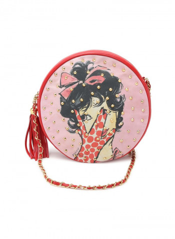 Moon Round Crossbody Bag Red