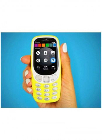 هاتف 3310 بشريحتين وسعة داخلية 128 ميجابايت وذاكرة رام 64 ميجابايت ويدعم تقنية 3G، لون أصفر