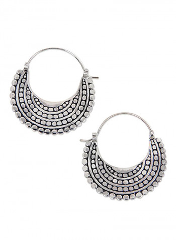 925 Sterling Silver Moon Sea Catch Hoop Earrings