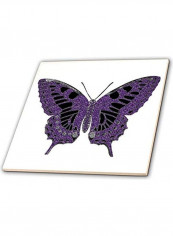 Damask Butterfly Printed Decorative Wall Hanging Tile Multicolour