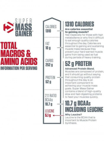 Super Mass Gainer High Protein Vanilla 12lb