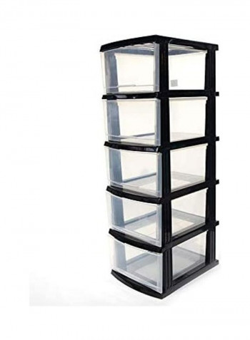 5-Layer Plastic Drawer Black/Clear