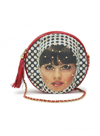 Moon Round Crossbody Bag Red