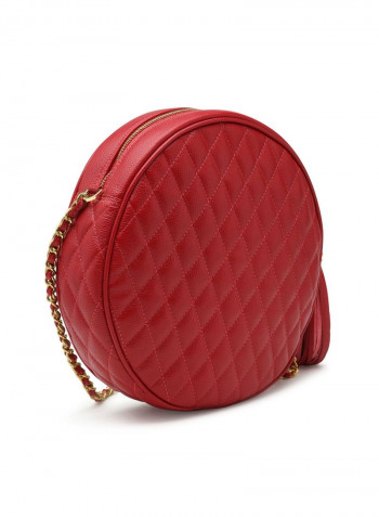 Moon Round Crossbody Bag Red
