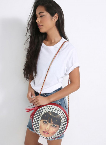 Moon Round Crossbody Bag Red