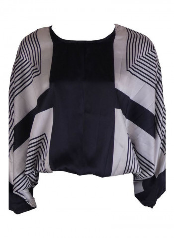 Women's Stripe Blouse with Long Skirt Black/White