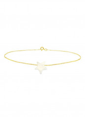 18 Karat Gold Star Shape Mother Of Pearl Bracelet
