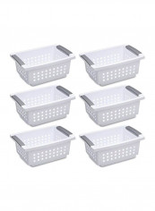 6-Piece Stacking Basket Set White/Silver 12.5x8.6x5.4inch reviews 6-Piece Stacking Basket Set White/Silver 12.5x8.6x5.4inch