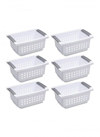 6-Piece Stacking Basket Set White/Silver 12.5x8.6x5.4inch
