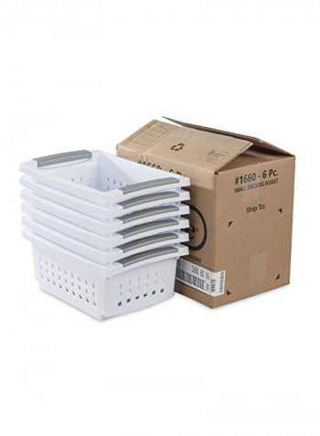 6-Piece Stacking Basket Set White/Silver 12.5x8.6x5.4inch