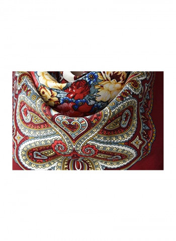 Twill Square Hair Wrapping Scarf Dark Red Paisley Flowers
