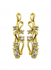 925 Sterling Silver 14 Karat Gold Plated Cubic Zirconia Cuff Earrings