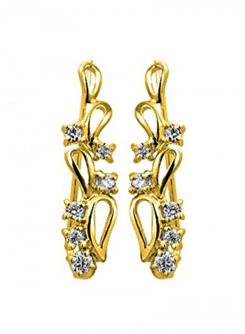 925 Sterling Silver 14 Karat Gold Plated Cubic Zirconia Cuff Earrings