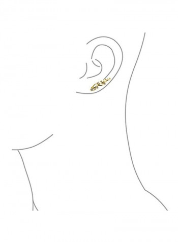 925 Sterling Silver 14 Karat Gold Plated Cubic Zirconia Cuff Earrings