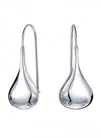 925 Sterling Silver Rain Drop Puffed Geometric Earrings