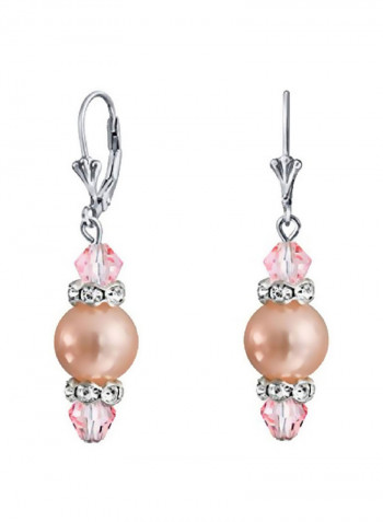 925 Sterling Silver Simulated Pearl Studded Dangle Earrings