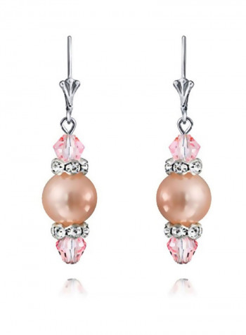 925 Sterling Silver Simulated Pearl Studded Dangle Earrings