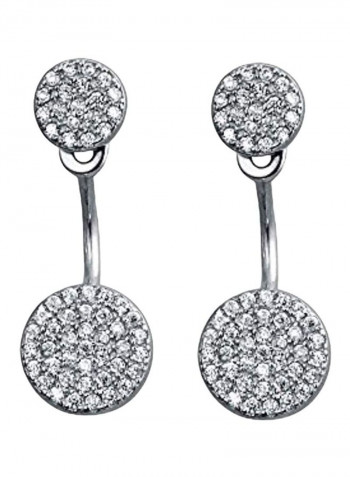Cubic Zirconia Studded Rhodium Plated 925 Sterling Silver Earrings