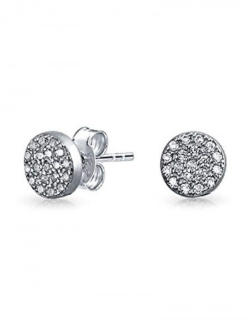 Cubic Zirconia Studded Rhodium Plated 925 Sterling Silver Earrings