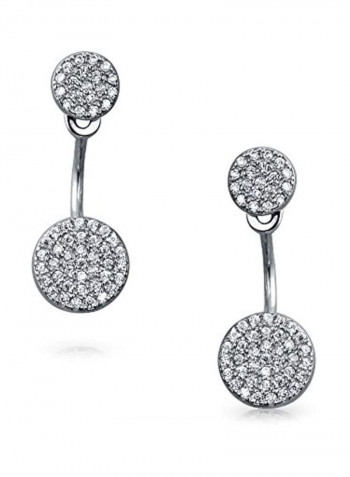 Cubic Zirconia Studded Rhodium Plated 925 Sterling Silver Earrings