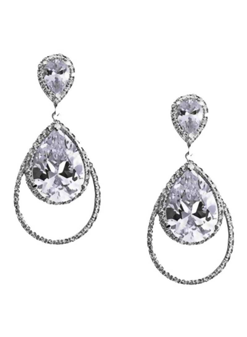 Silver Plated Cubic Zirconia Studded Brass Earrings