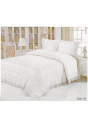 3-Piece Embroidery Lace Bedspread Set  Microfiber White 240 x 260cm