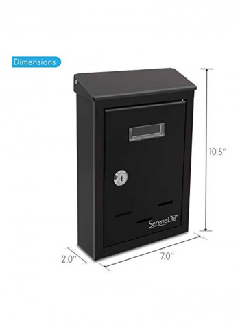 Modern Wall Mount Locking Mailbox Black