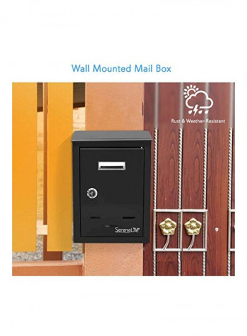 Modern Wall Mount Locking Mailbox Black