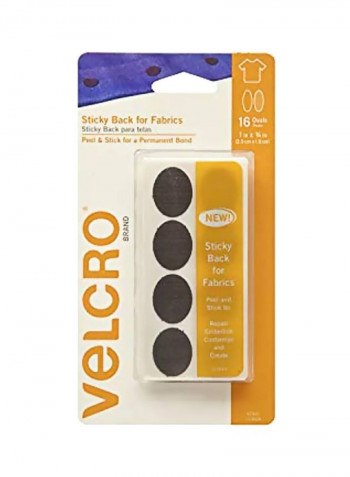 16-Piece Permanent Sticky Back Black