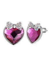 Swarovski Crystal Bowknot Heart Shape Metal Studs