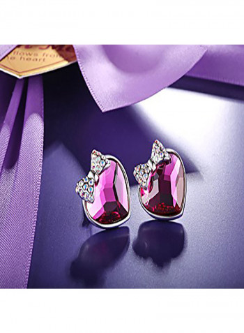 Swarovski Crystal Bowknot Heart Shape Metal Studs