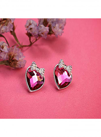 Swarovski Crystal Bowknot Heart Shape Metal Studs