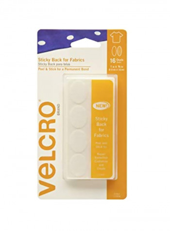 16-Piece Permanent Sticky Back Fabric Tape White