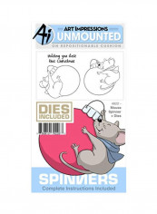 Dog Spinner Dies Stamp Set Red/Grey/Blue