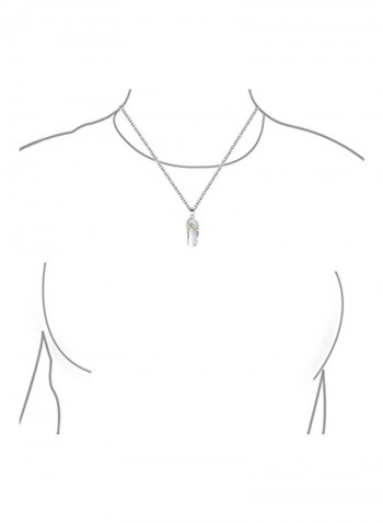 925 Sterling Silver Opal Studded Flip Flop Sandal Pendant Necklace