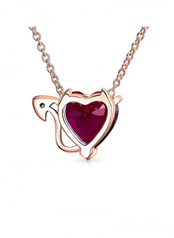 925 Sterling Silver Rose Gold Plated Cubic Zirconia Studded Pendant Necklace