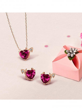 925 Sterling Silver Rose Gold Plated Cubic Zirconia Studded Pendant Necklace
