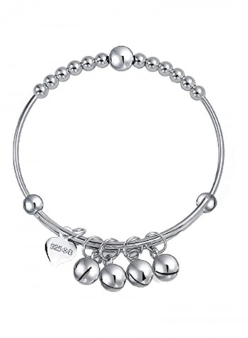 925 Sterling Silver Round Ball Beaded Charm Bracelet