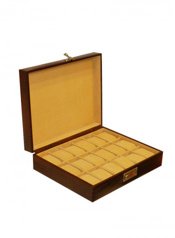 18 Grid Genuine Leather Designer Watch Box