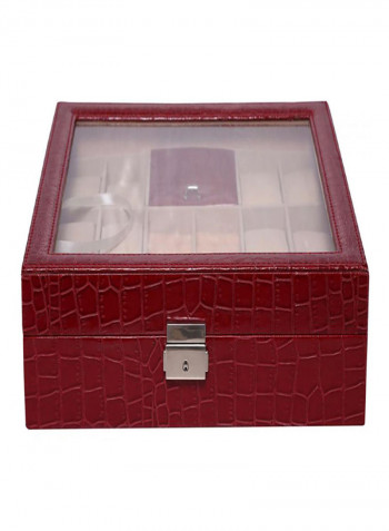 18-Grid Top Glass Ring Cufflinks And Watch Box
