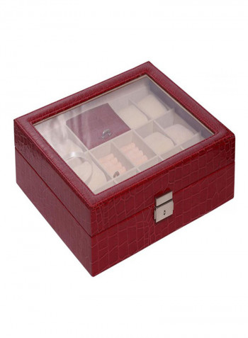 18-Grid Top Glass Ring Cufflinks And Watch Box