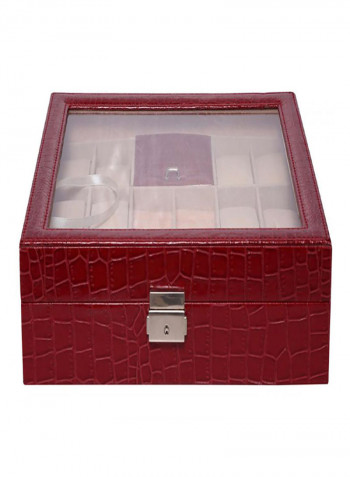 18-Grid Top Glass Ring Cufflinks And Watch Box