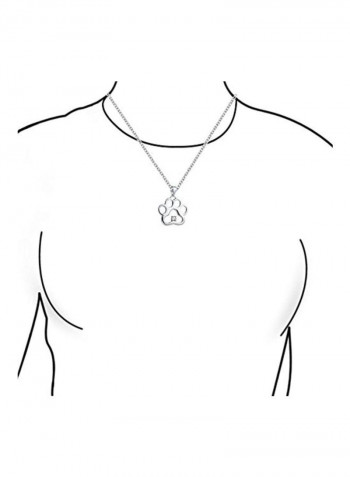 925 Sterling Silver Cubic Zirconia Studded Kitten Paw Print Pendant Necklace