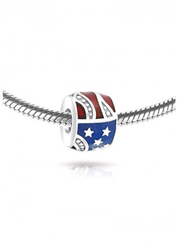925 Sterling Silver USA Stars Stripes Charm