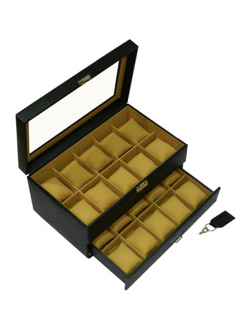 Designer Faux Leather Watch Box With Glass Top