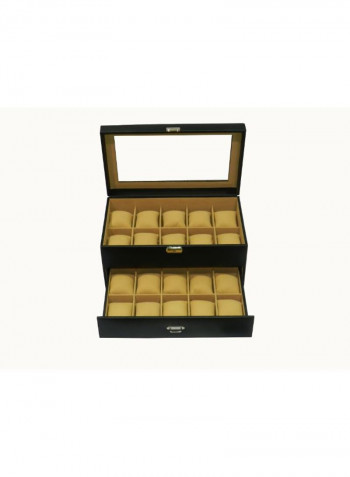 Designer Faux Leather Watch Box With Glass Top