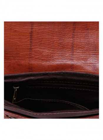 Leather Stitch Detailed Crossbody Bag Brown